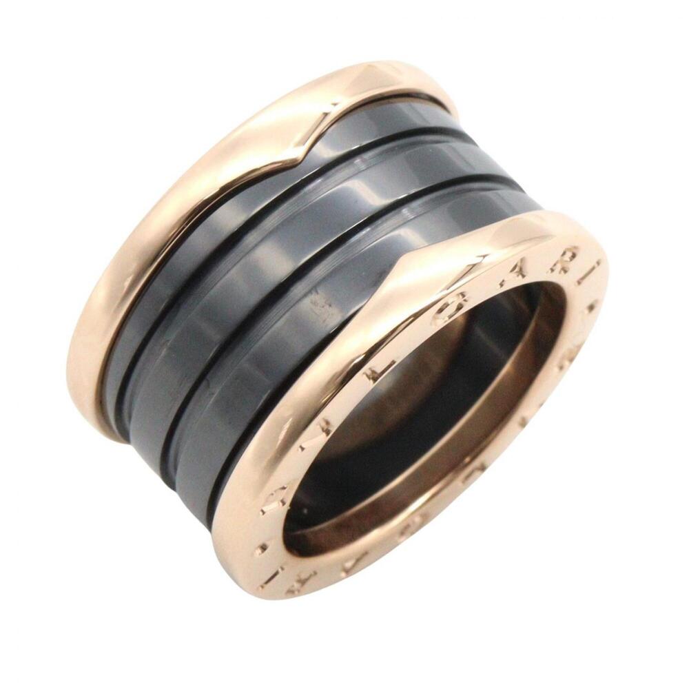 BVLGARI B-zero1 4-band ring, 18KPG (pink gold) ceramic, women's, gold/black, ...